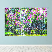 噴水の後ろのライラック キャンバスプリント (インサイチュ (ウッドフロア))