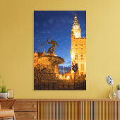 噴水の海王星の像 キャンバスプリント (インサイチュ (リビング))