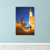 噴水の海王星の像 キャンバスプリント (インサイチュ (ウッドフロア))