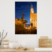 噴水の海王星の像 ポスター (キッチン)