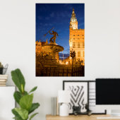 噴水の海王星の像 ポスター (ホームオフィス)