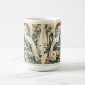 噴水の白い孔雀 コーヒーマグカップ (中央)