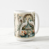 噴水の白い孔雀 コーヒーマグカップ (正面右)