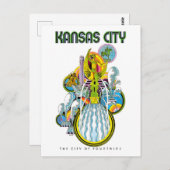 噴水の都カンザスシティー。 ポストカード (正面/裏面)