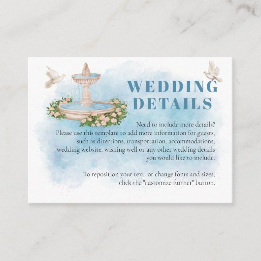 噴水エレガントの花はフイの結婚詳細 エンクロージャーカード (正面)