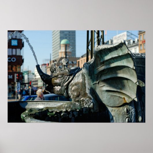 噴水コペンハーゲンの市庁舎広場 ポスター (正面)