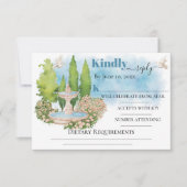 噴水花エレガントの木々が結婚式RSVP カード (正面)