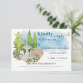 噴水花エレガントの木々が結婚式RSVP カード (スタンド正面)