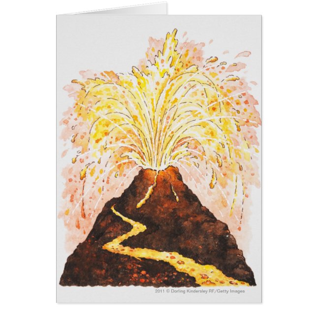 噴火している火山のイラストレーション (正面)