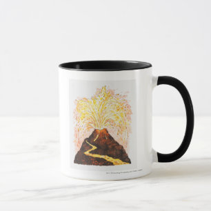 噴火している火山のイラストレーション マグカップ