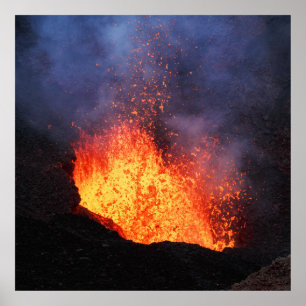 噴火活火山 – 火口内の溶岩流 ポスター