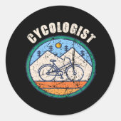 嚢胞医おもしろい自転車サイクリング ラウンドシール (正面)