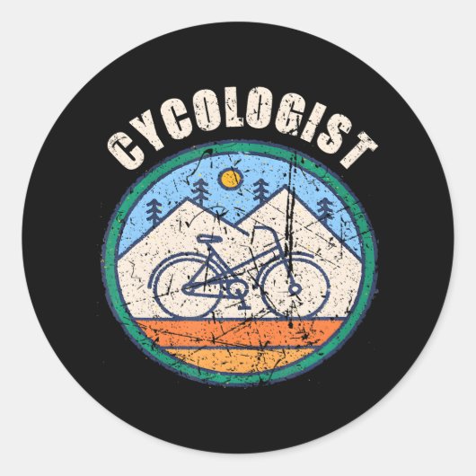 嚢胞医おもしろい自転車サイクリング ラウンドシール (正面)