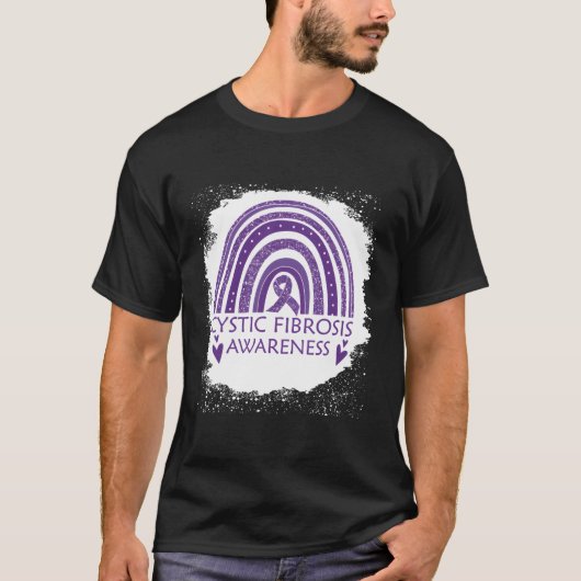 嚢胞性線維症認識度漂白レインボーパープル Tシャツ (正面)