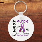 嚢胞性線維症I衣服紫のために私の孫娘 キーホルダー (正面)