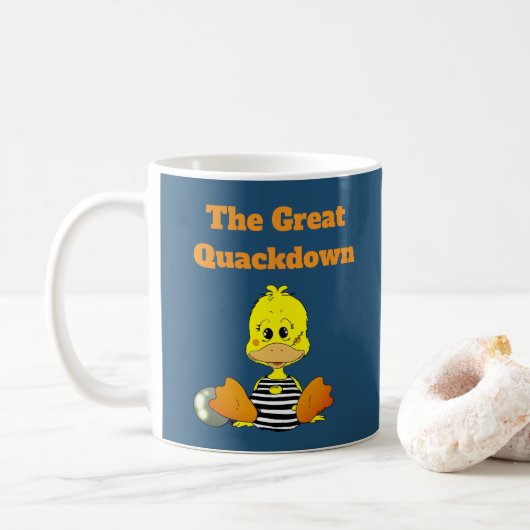 囚われたアヒルの大クワックダウン コーヒーマグカップ (ドーナツ)