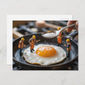 四おもしろい建築労働者の卵定着 ポストカード (正面/裏面)