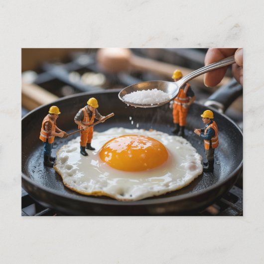 四おもしろい建築労働者の卵定着 ポストカード (正面)