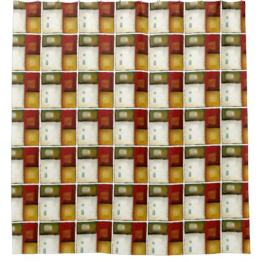 四つのカラフル長方形バイチャリカリアザリス シャワーカーテン (正面)