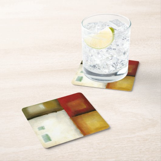 四つのカラフル長方形バイチャリカリアザリス スクエアペーパーコースター (インサイチュ)