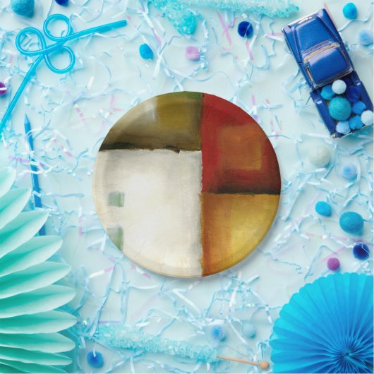 四つのカラフル長方形バイチャリカリアザリス ペーパープレート (パーティー)