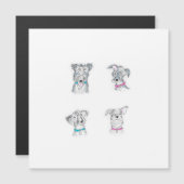 四つのスクラッフィー犬カード (正面/裏面)