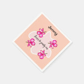 四つのフローラピンク色の花 スタンダードカクテルナプキン (角)