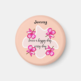 四つのフローラピンク色の花 マグネット