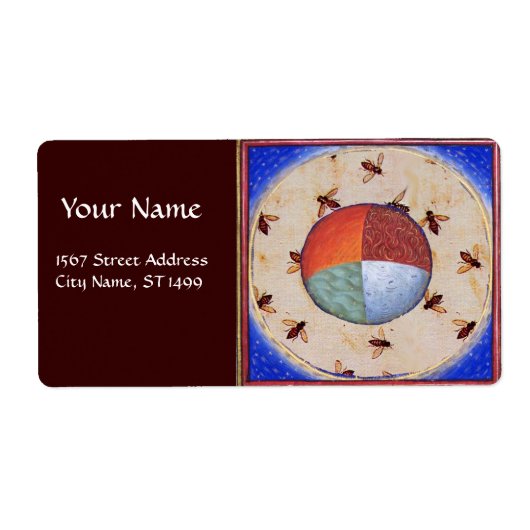 四つの要素を持つミツバチのダンス ラベル (正面)