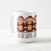 四つの賢いサル:モダン A Twist コーヒーマグカップ (正面左)