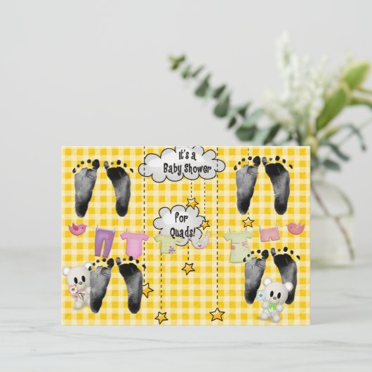 四つ子のための赤ちゃんシャワー 招待状 (スタンド正面)