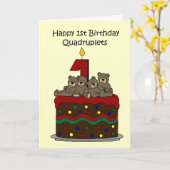 四つ子の最初の誕生日 カード (黄色い花)