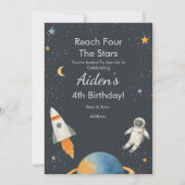 「四つ星」宇宙四歳の誕生日招待状 招待状 (正面)