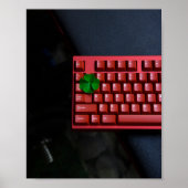 四つ葉のクローバーとメカニカルキーボード ポスター (正面)