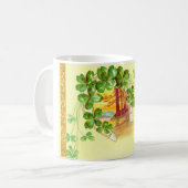 四つ葉のクローバーと馬蹄形 コーヒーマグカップ (正面左)