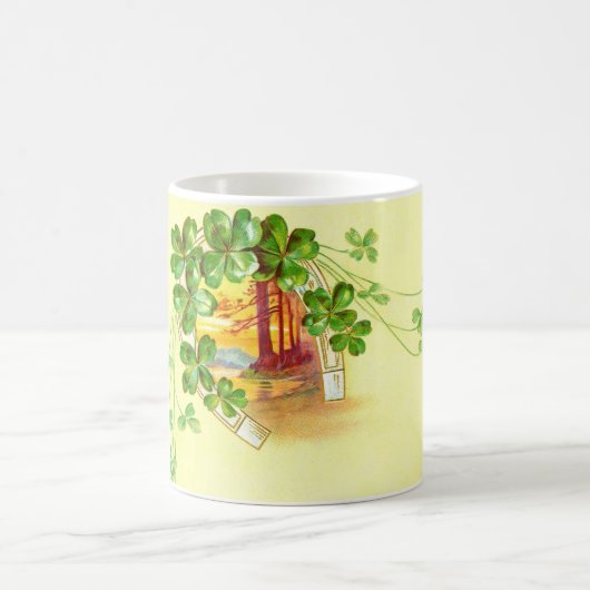 四つ葉のクローバーと馬蹄形 コーヒーマグカップ (中央)