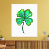 四つ葉のクローバーの水彩ポスター キャンバスプリント (インサイチュ (リビング))