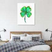 四つ葉のクローバーの水彩ポスター キャンバスプリント (インサイチュ (寝室))