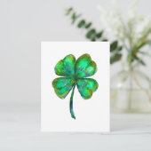 四つ葉のクローバーの水彩ポスター ポストカード (スタンド正面)