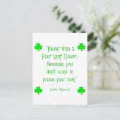 四つ葉のクローバーをアイロンで….. ポストカード (スタンド正面)