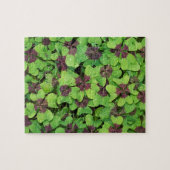 四つ葉のクローバー、ソレル、露のパッチ ジグソーパズル (横)