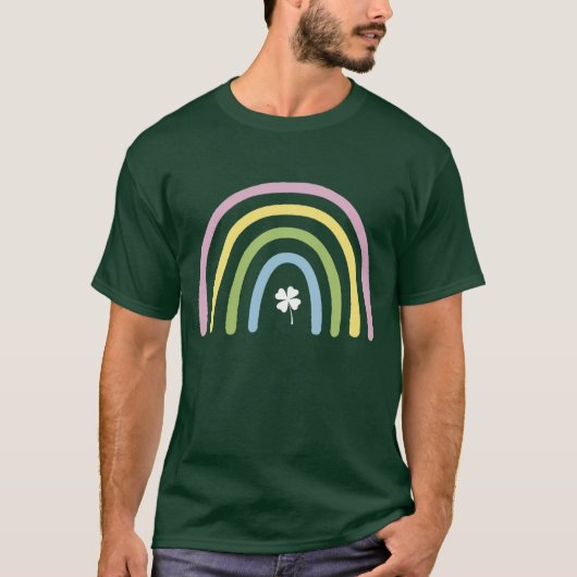 四つ葉のクローバー 虹 セントパトリックデー Tシャツ (正面)
