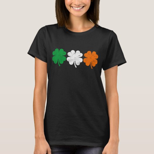 四つ葉クローバーアイルランド国旗 Tシャツ (正面)