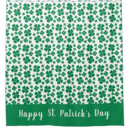 四つ葉クローバーパターングリーン シャワーカーテン