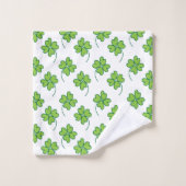 四つ葉クローバー模様 バスタオルセット (ウォッシュタオル)