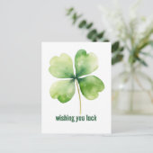 四つ葉クローバー「幸運」はがき ポストカード (スタンド正面)