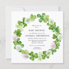 四つ葉クローバー | Shamrockの葉 |赤ちゃんシャワー 招待状