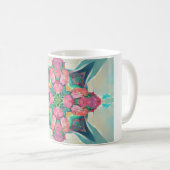 四つ角のバラの花の配置ジオメトリック コーヒーマグカップ (正面右)