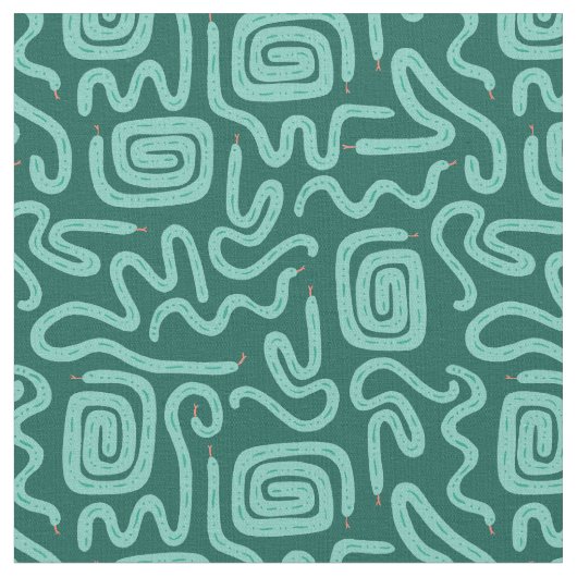 四インチ緑のヘビ模様 ファブリック (クローズアップ)