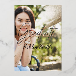 四エレガント光卒業箔招待状 箔招待状